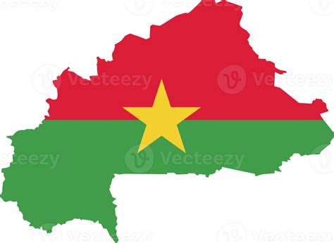 Burkina Faso map city color of country flag. 12096526 PNG