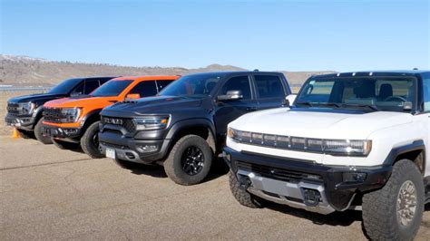 Hummer EV Faces Ford Raptor R, F-150 Raptor, Ram TRX In A Drag Race