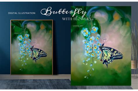 Butterfly with flowers. Digital illustration on Behance