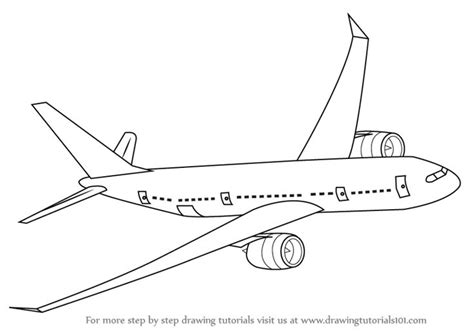 Learn How to Draw Flying Boeing Aeroplane (Airplanes) Step by Step : Drawing Tutorials ...