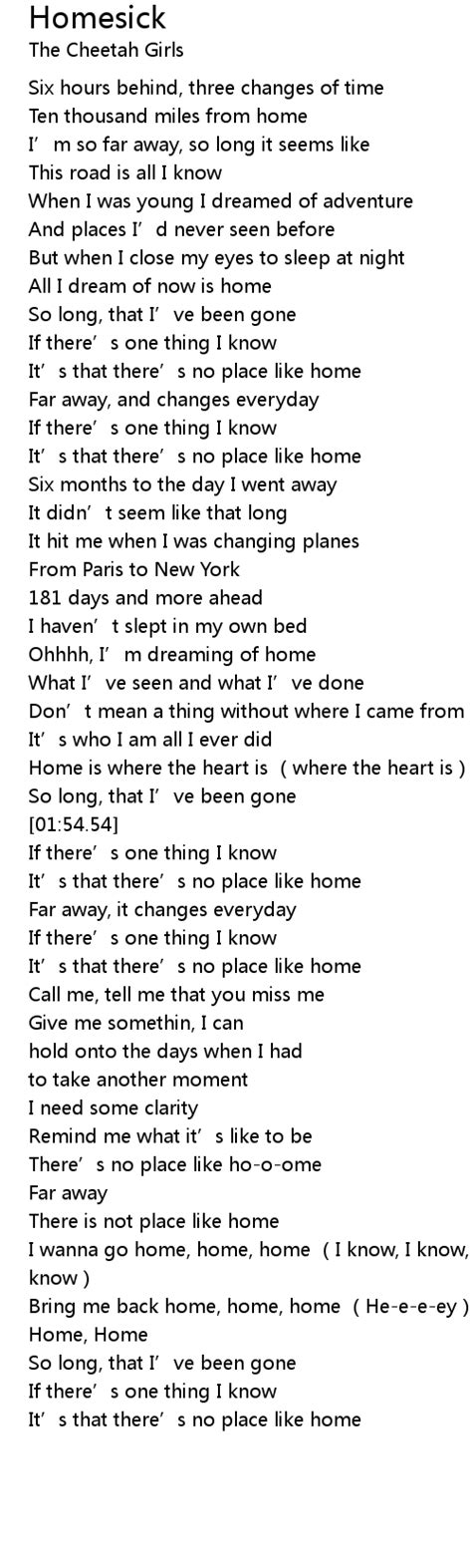 Homesick Lyrics - Follow Lyrics