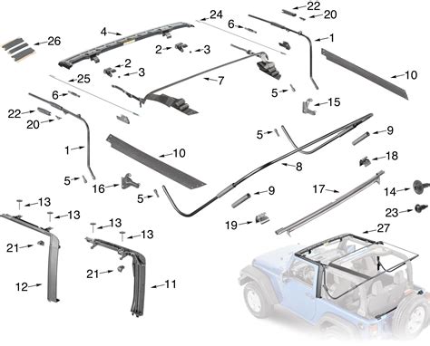 Jeep Wrangler Soft Top Parts Diagram