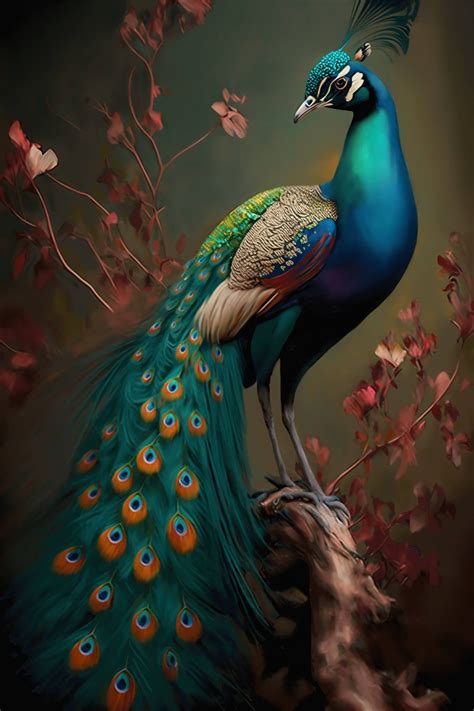 Luxurious Multicolour Blue Peacock Wallpaper Mural