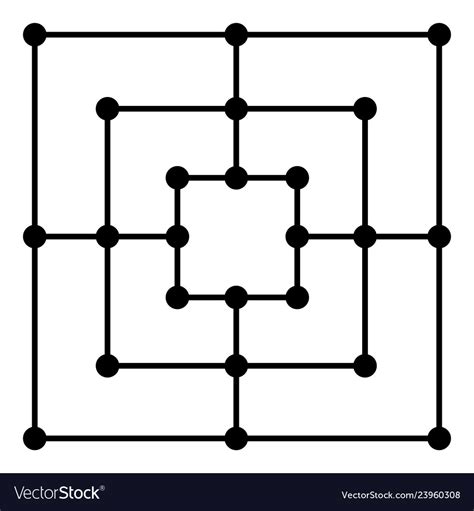 Nine mens morris board strategy game isolated Vector Image