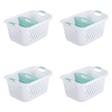 Sterilite 2.2 Bushel Divided Laundry Basket Plastic, White, Set of 4 - Walmart.com