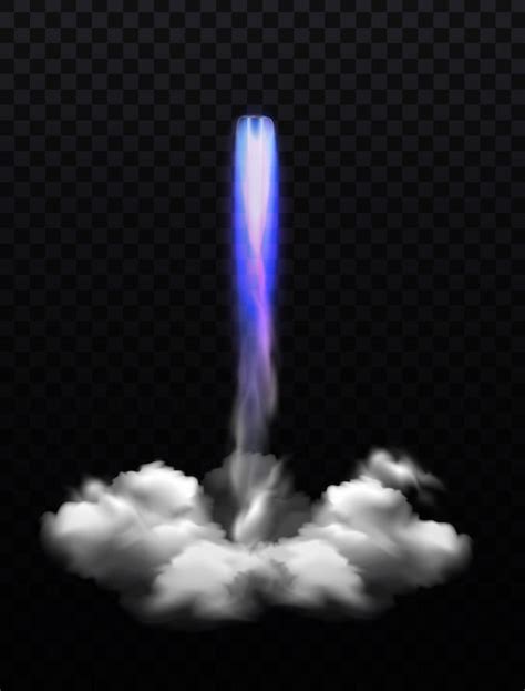 Free Vector | Space rocket flame smoke composition with realistic blue violet fire blast on ...