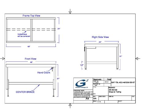 Manual Lift Table - EnduraSteel Stainless Steel Tables