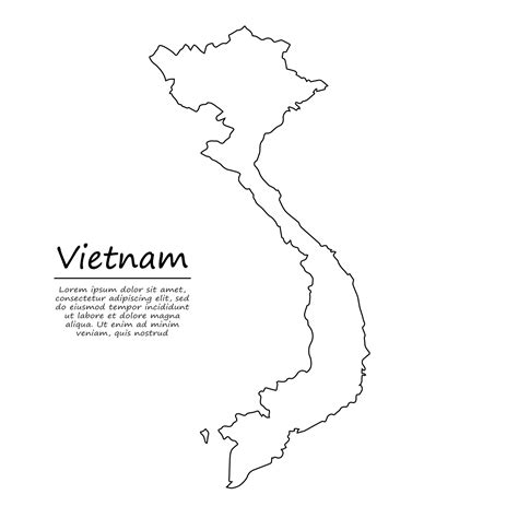 Simple outline map of Vietnam, in sketch line style 21854804 Vector Art ...