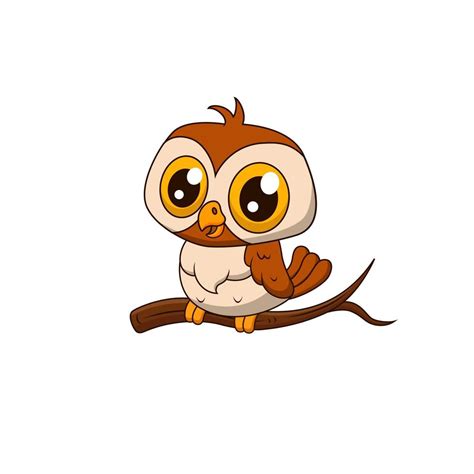 Vector cartoon little owl on a branch 8088675 Vector Art at Vecteezy