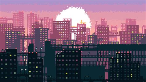 Pixel Art City Wallpaper