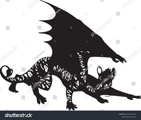 Dragon Silhouette Vector Black White Stock Vector (Royalty Free ...