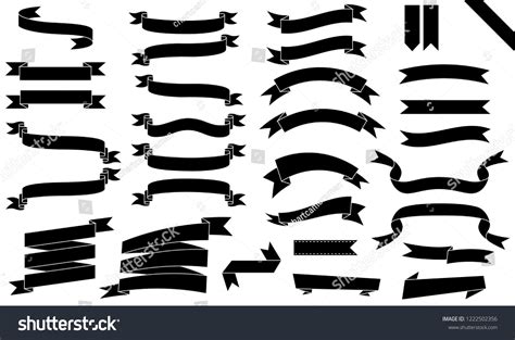 Black Ribbon Banner Icon Set On Stock Vector (Royalty Free) 1222502356 ...