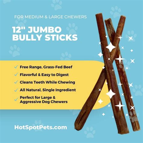 12" Jumbo Bully Sticks for Large & Extra Large Dogs from HotSpot Pets 💙🐶🦴📦💛