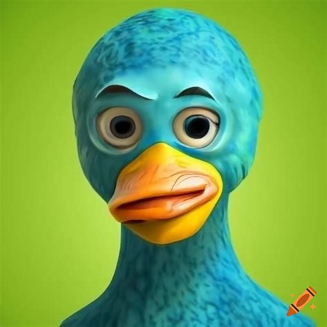 Cute pixar-style humanoid with a duck mask on Craiyon