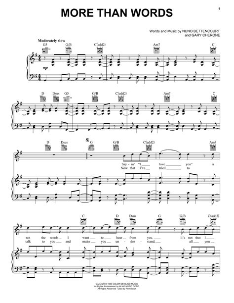 More Than Words | Sheet Music Direct