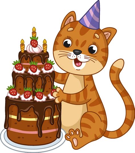 Birthday cat clipart. Free download transparent .PNG | Creazilla