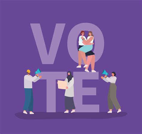 Cartoon people with vote lettering for elections day 2088934 Vector Art ...