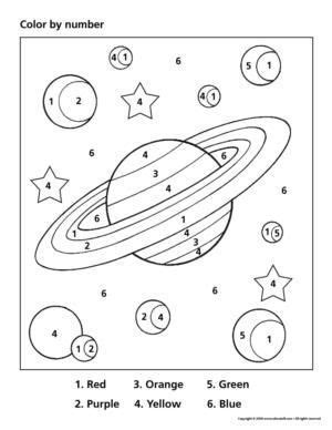 Space color by number | Crafts and Worksheets for Preschool,Toddler and Kindergarten | Space ...