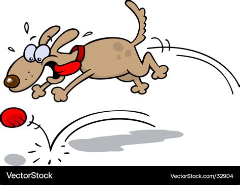 Dog chasing a red ball Royalty Free Vector Image