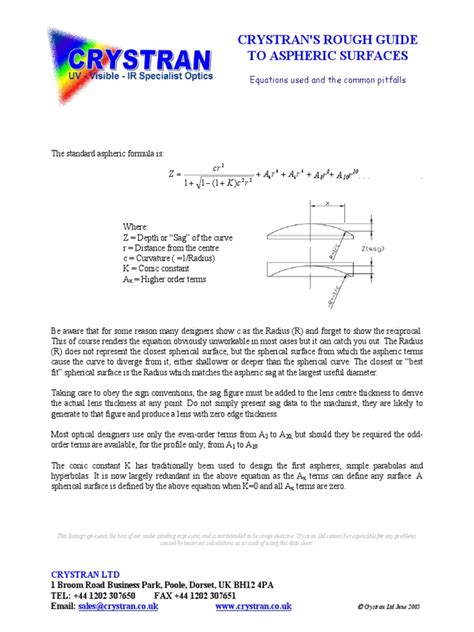 Aspheric Lens Design PDF | PDF | Lens (Optics) | Sphere