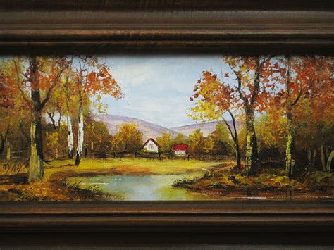 Vintage Landscape Painting, Framed Original Fine Art, Fall, Four Seasons