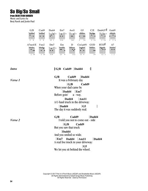 So Big/So Small (from Dear Evan Hansen) by Pasek & Paul - Guitar Chords ...