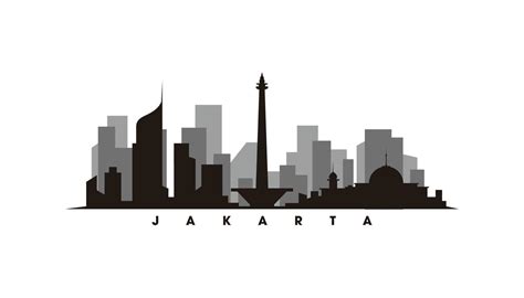 Jakarta skyline and landmarks silhouette vector 19149694 Vector Art at ...