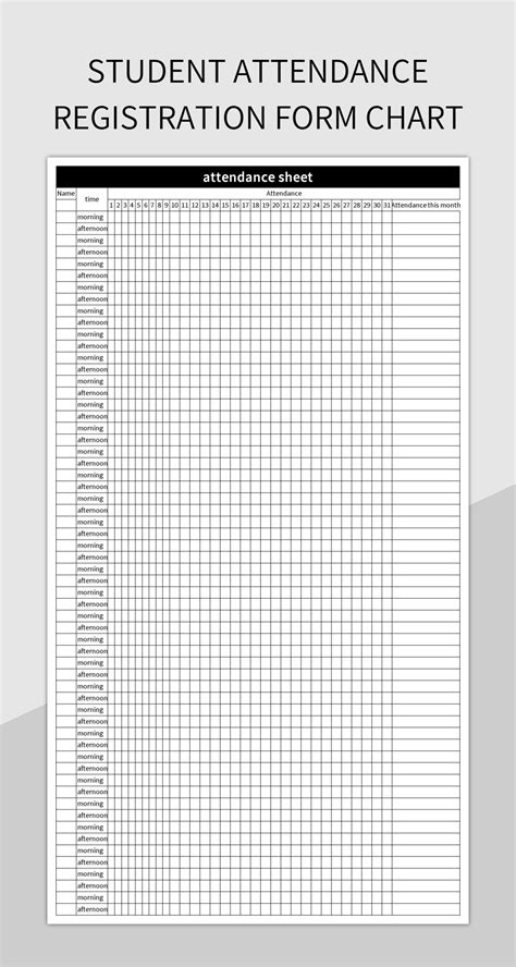 Student Attendance Registration Form Chart Excel Template And Google Sheets File For Free ...