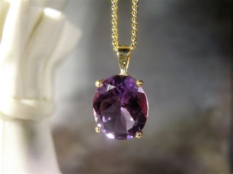 Amethyst Necklace, 14K Gold Necklace, 3 Carat Purple Amethyst Pendant, 20 Inch 18K Gold Filled ...