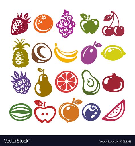 Fruit icons Royalty Free Vector Image - VectorStock