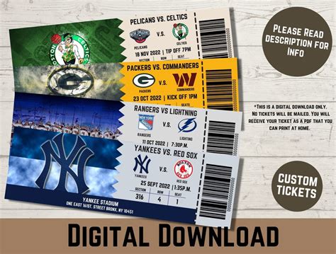 Football Tickets Event Tickets Basketball Ticket Hockey - Etsy