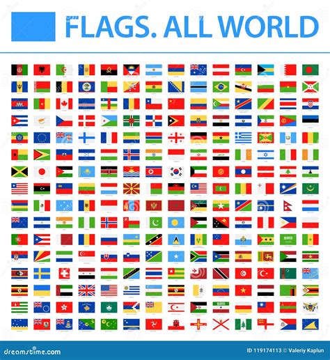 All World Flags - Vector Rectangle Flat Icons Stock Illustration - Illustration of france, name ...