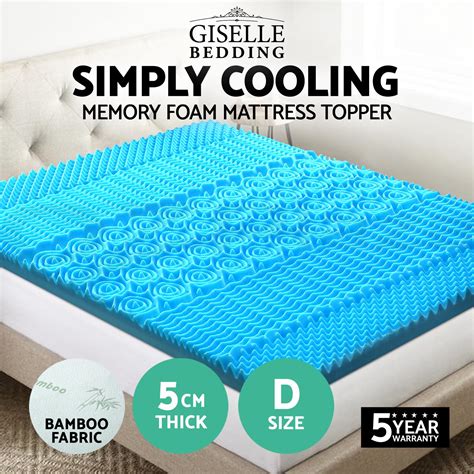 Giselle Bedding COOL GEL Memory Foam Mattress Topper BAMBOO 5CM 5-Zone ...