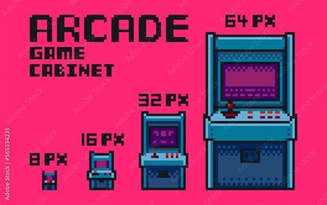 Vetor de Arcade game cabinet machine, pixel art. do Stock | Adobe Stock