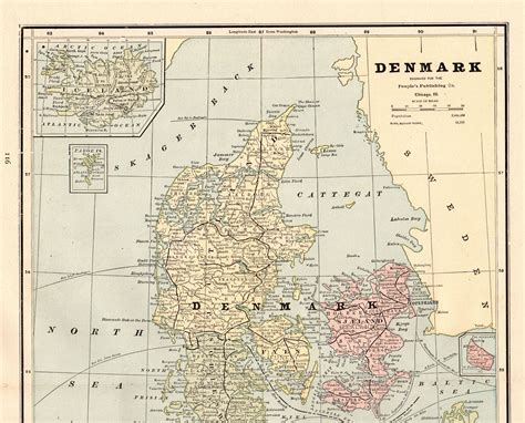 Antique Map of DENMARK Map 1886 Beautiful Vintage Denmark Map - Etsy ...