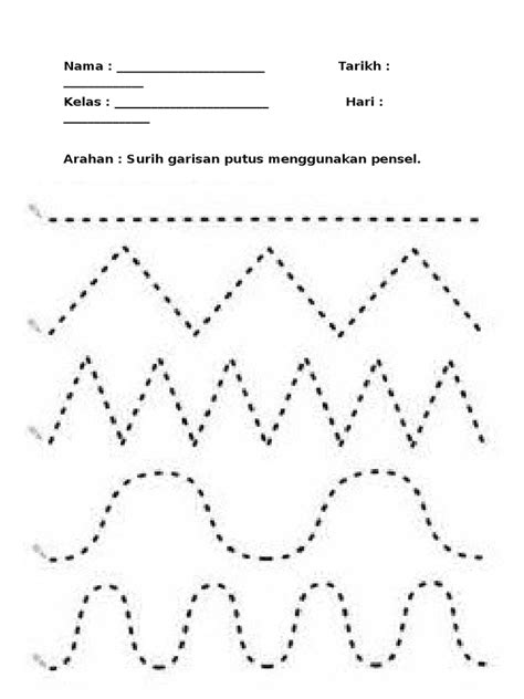 Latihan Garisan Putus Putus Corak Batik - IMAGESEE