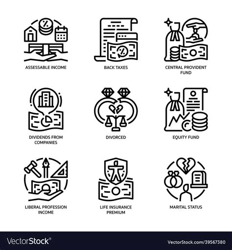 Individual income tax icon set Royalty Free Vector Image