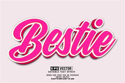 Bestie 3d Editable Text Effect Vector Graphic by TrueVector · Creative ...