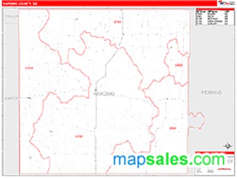 Harding County, SD Wall Map Red Line Style by MarketMAPS