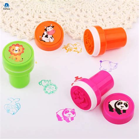 12PCS/Lot Kids Cartoon Animal Stamp Children Custom Plastic Rubber Self Inking Stamps Toys-in ...