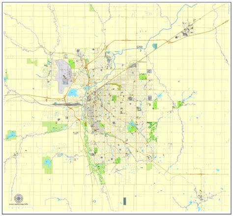 Lincoln PDF map, Nebraska, US, vector street City Plan map, full ...