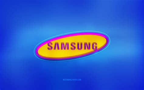 Download wallpapers Samsung 3d logo, blue background, Samsung, multicolored logo, Samsung logo ...