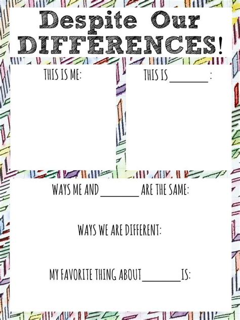 despite our differences diversity worksheet for kids | Diversity ...