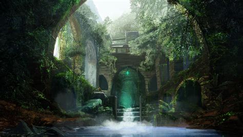 fantasy thicket water arch people Art ruins wallpaper | Fantasy landscape, Fantasy places ...