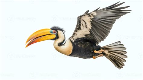 A Great hornbill Flying on a white background. Generative Ai 28320678 ...