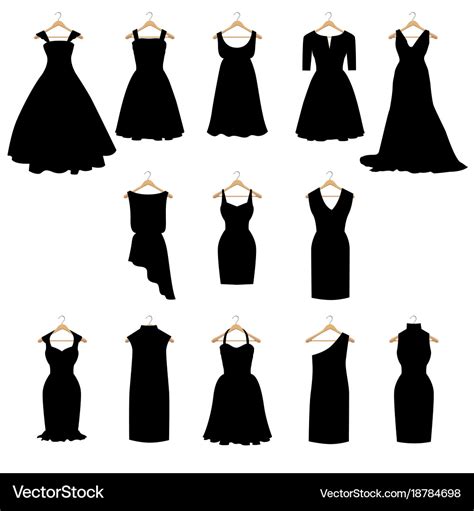 Dresses silhouette set Royalty Free Vector Image