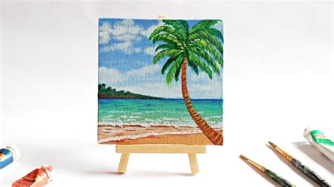 Tropical Beach Acrylic Painting Step By Step For Beginners | Easy Mini ...