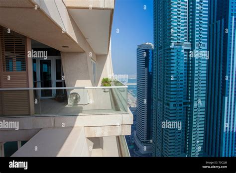 balcony at Dubai city skyscraper. UAE Stock Photo - Alamy