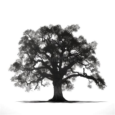 Big Oak Tree Silouette on White Stock Illustration - Illustration of food, background: 273733156