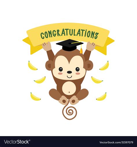 Congratulations card with cute monkeys cartoon Vector Image